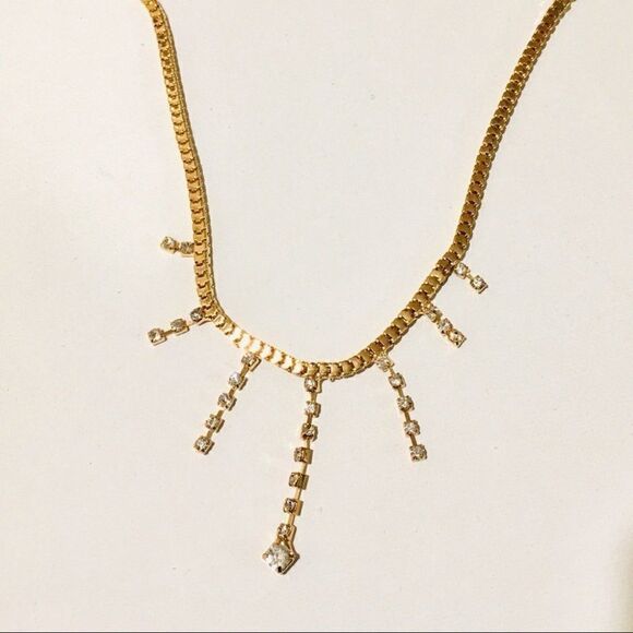 Hair Jewelry Wedding gold plated cubic zirconia head piece chain accessory - Picture 1 of 5